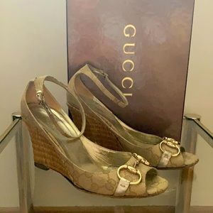 Gucci GG wedge 85mm with ankle strap